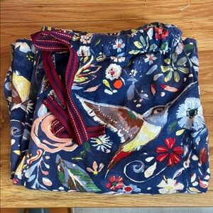 Anthropologie Eloise Floral Bird Print Pajama Pants Size Small Button Detail
